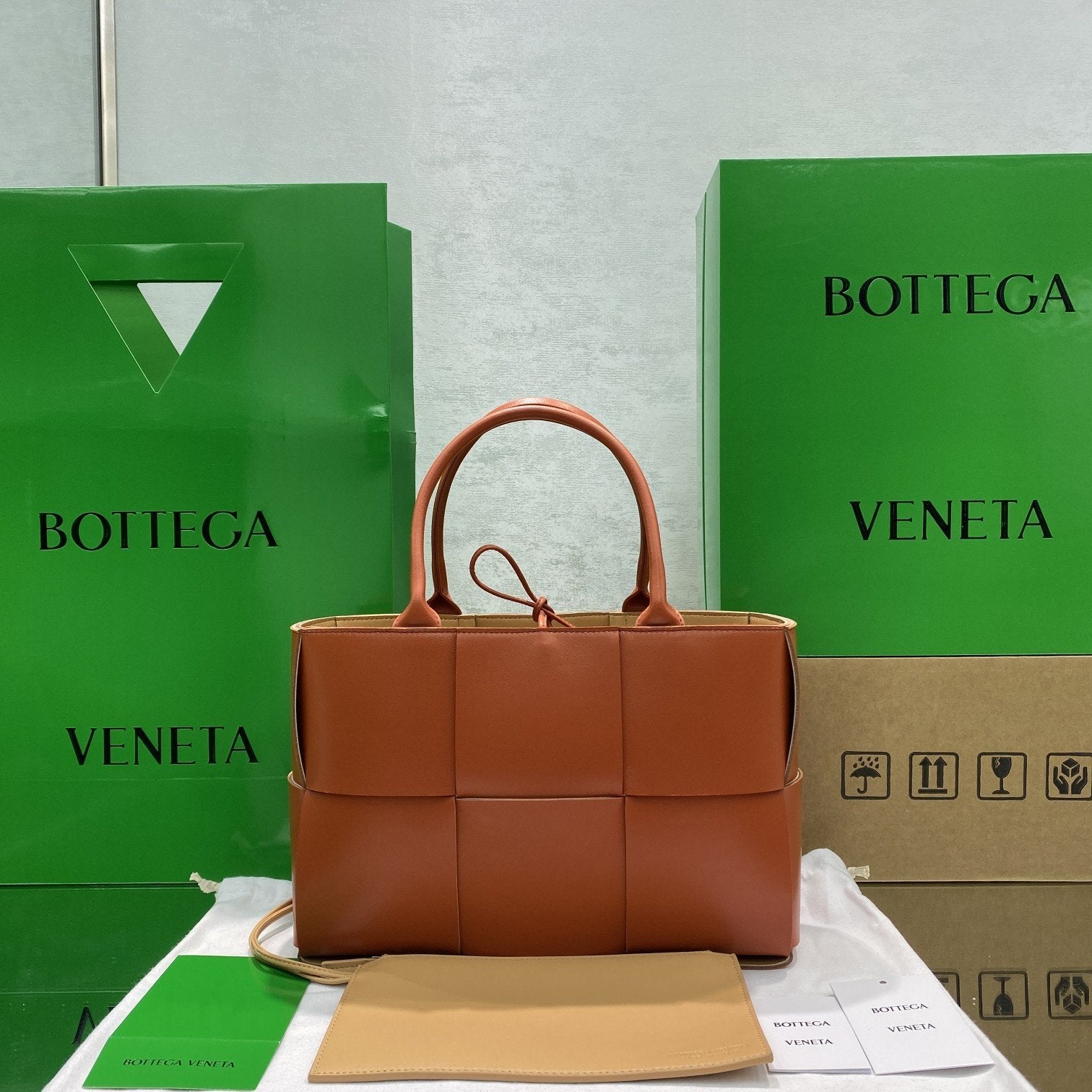 BV Small Arco Tote Bag Orange For Women Bags 14.2in 36cm Charming Luxury